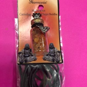Harmonia Carnelian crystals Happy Buddha Abundance w/cord make a necklace